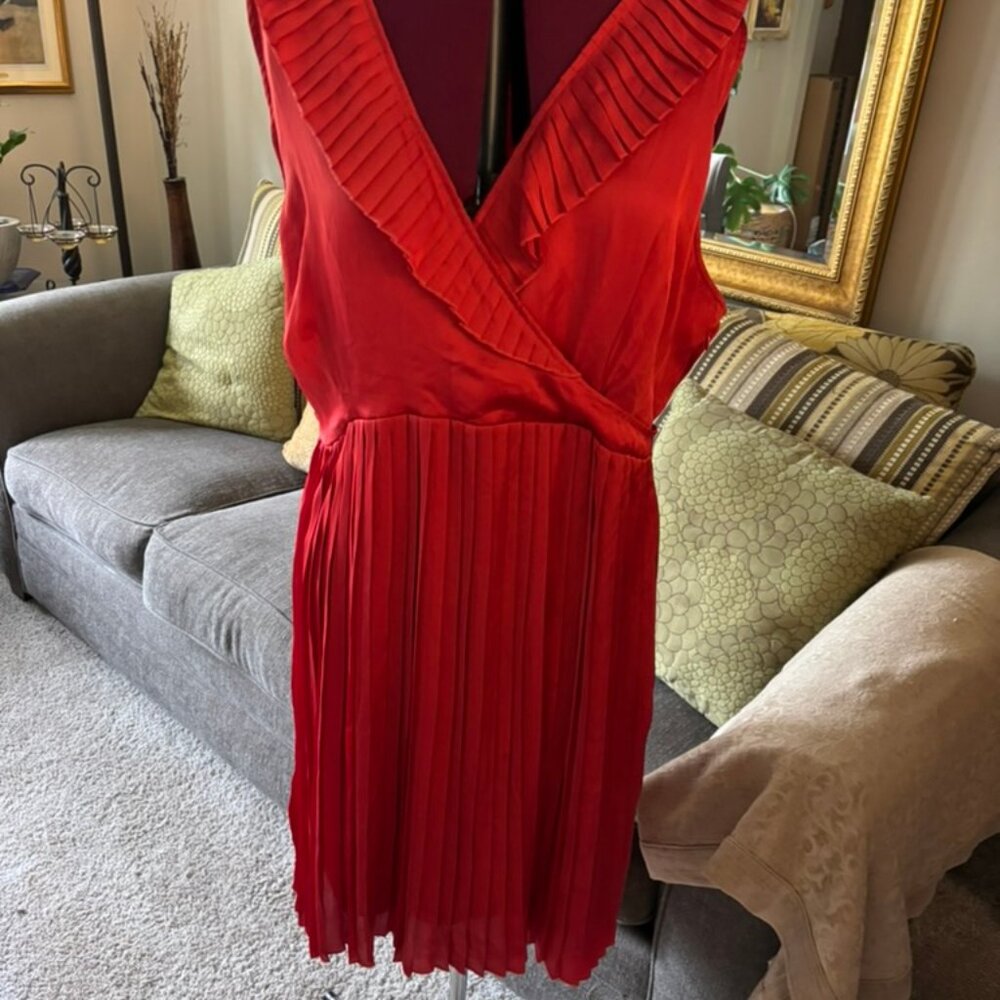 APT 9 Red Vintage look pleated ruffle dress size XL Cocktail Evening
